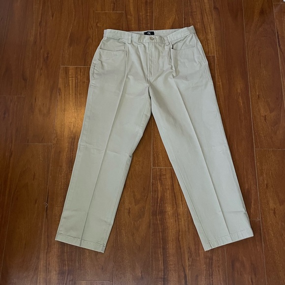 CALVIN KLEIN Khakis Pants Flat Front 36x34 - Picture 2 of 9